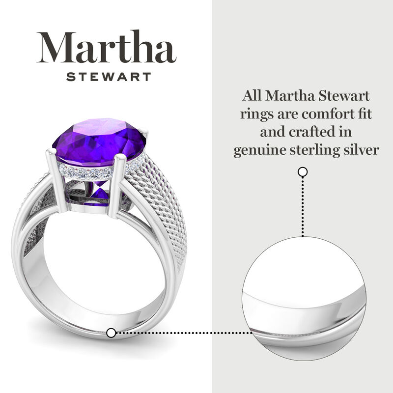Martha Stewart 6 3/4ctw. Oval Amethyst & Lab Grown Diamond Hidden Halo Ring In Sterling Silver image number null